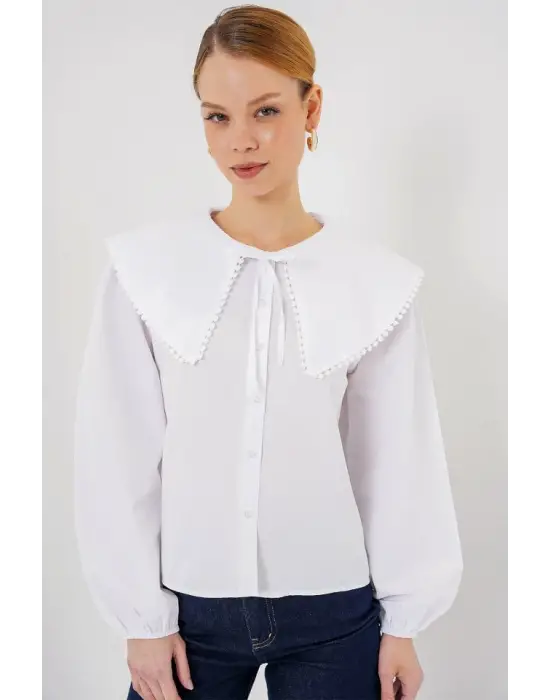 Şık Bebe Yaka Gömlek - Beyaz