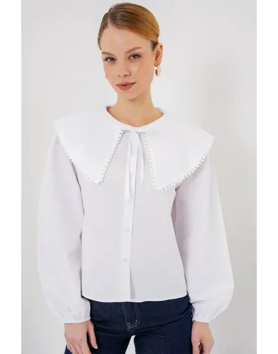 Bebe Yaka Gömlek 20314 - Beyaz