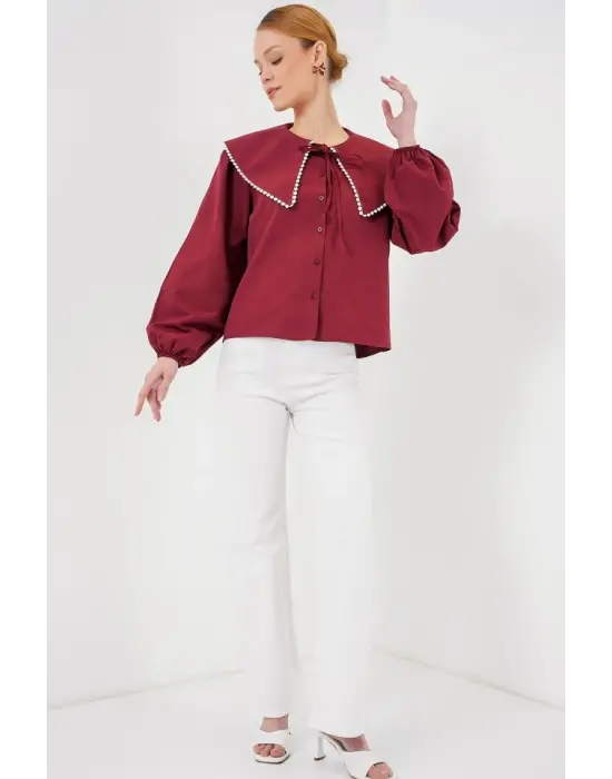 Bebe Yaka Gömlek 20314 - Bordo