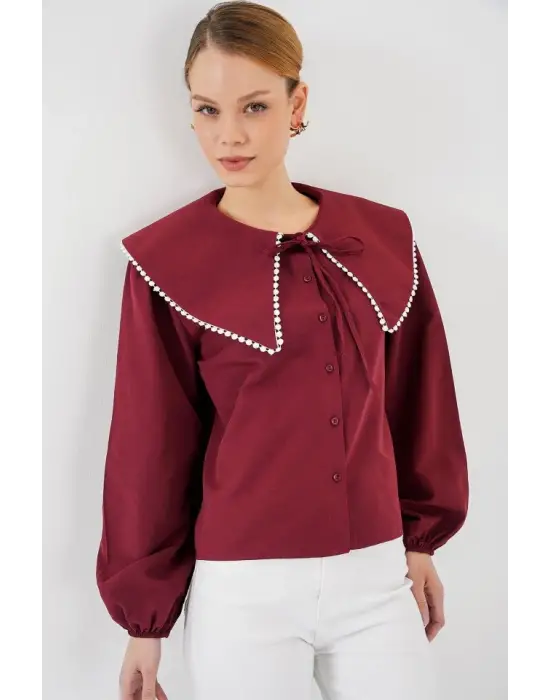 Bebe Yaka Gömlek 20314 - Bordo