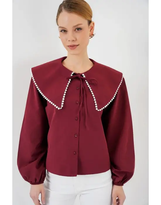 Bebe Yaka Gömlek 20314 - Bordo