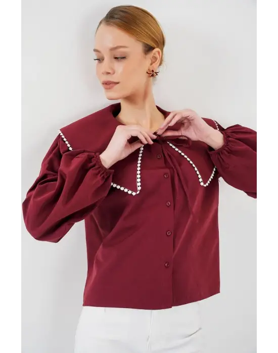 Bebe Yaka Gömlek 20314 - Bordo