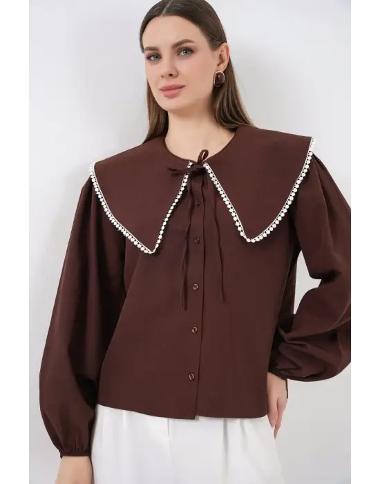 Bebe Yaka Gömlek 20314 - Kahverengi