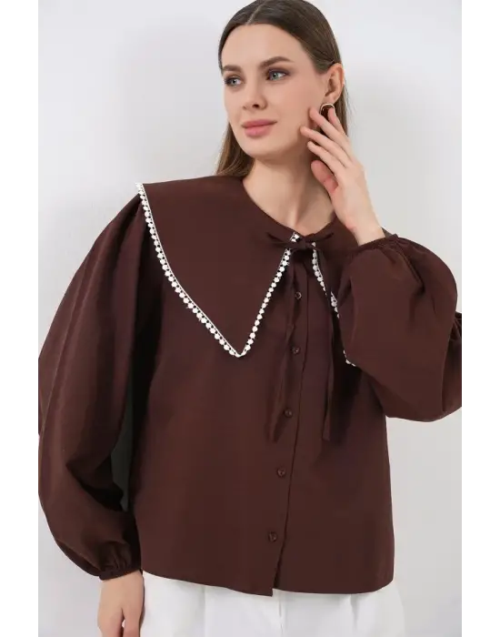 Bebe Yaka Gömlek 20314 - Kahverengi