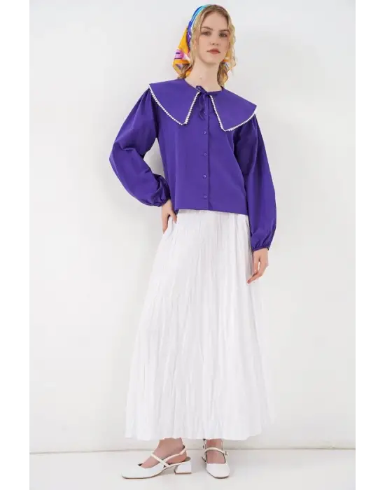 Bebe Yaka Gömlek 20314 - Mor