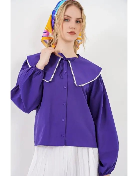 Bebe Yaka Gömlek 20314 - Mor