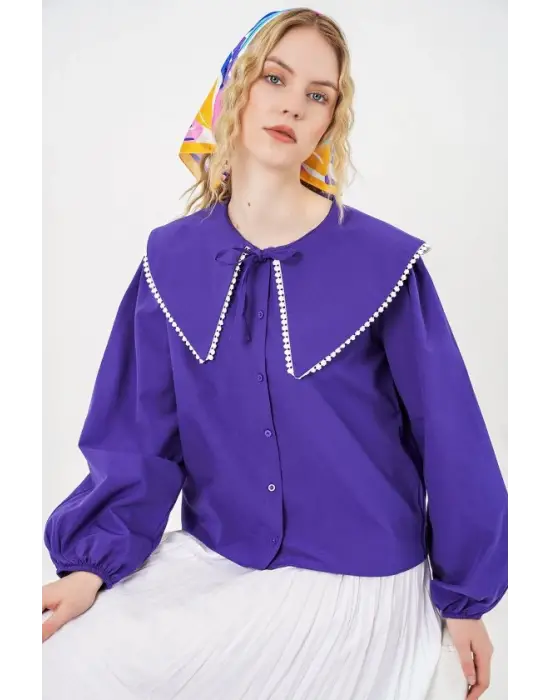 Bebe Yaka Gömlek 20314 - Mor