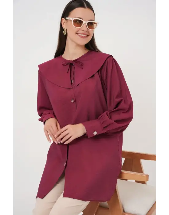 Bebe Yaka Uzun Tunik 5967 - Bordo