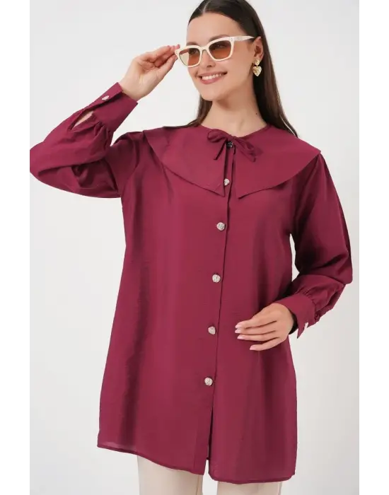 Bebe Yaka Uzun Tunik 5967 - Bordo