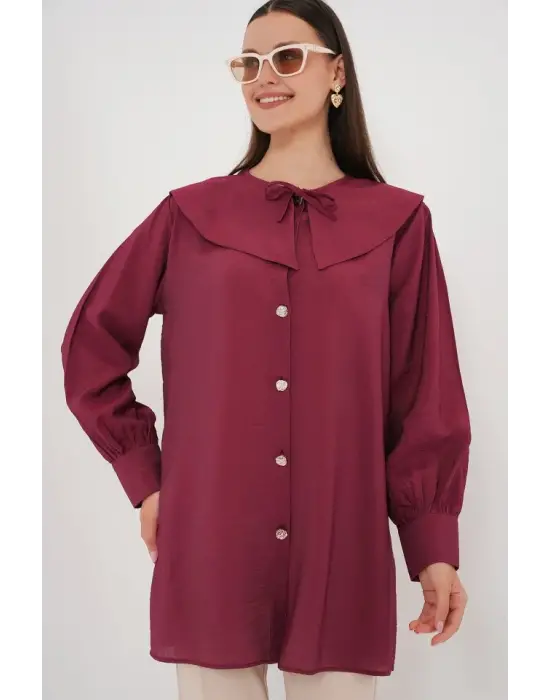 Bebe Yaka Uzun Tunik 5967 - Bordo