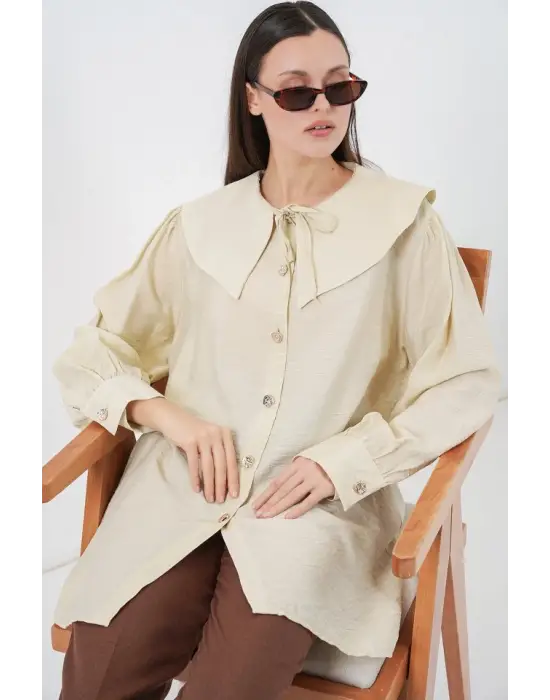 Bebe Yaka Uzun Tunik 5967 - Ekru