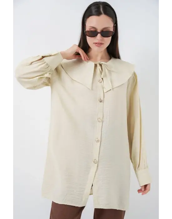 Bebe Yaka Uzun Tunik 5967 - Ekru