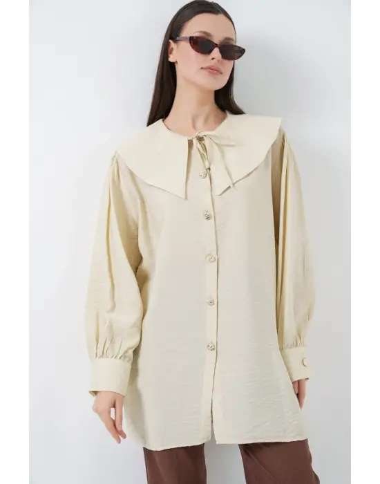 Bebe Yaka Uzun Tunik 5967 - Ekru