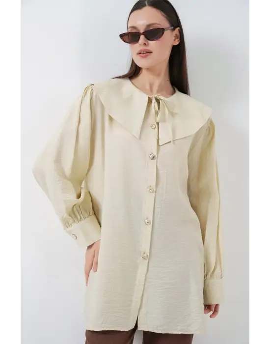 Bebe Yaka Uzun Tunik 5967 - Ekru