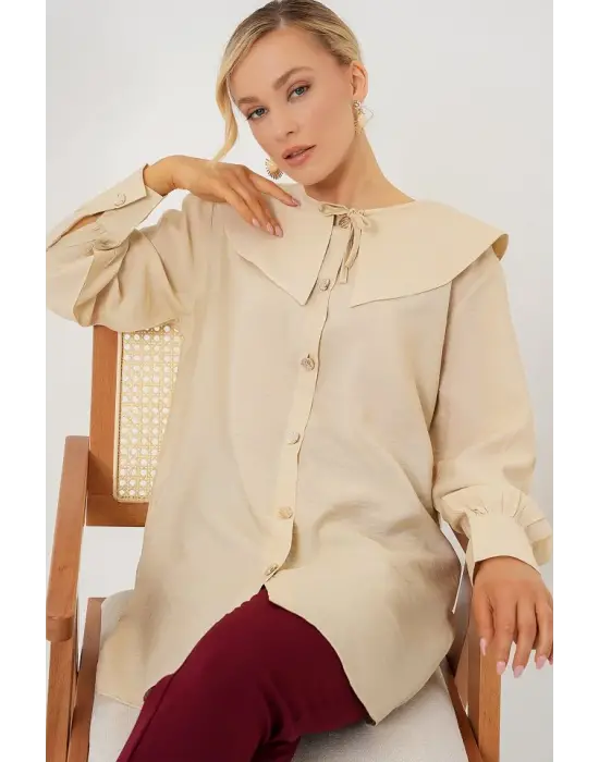 Bebe Yaka Uzun Tunik 5967 - Krem