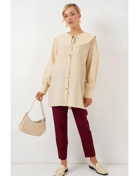 Bebe Yaka Uzun Tunik 5967 - Krem