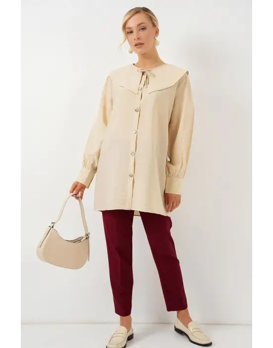 Bebe Yaka Uzun Tunik 5967 - Krem