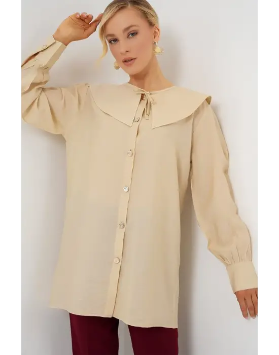 Bebe Yaka Uzun Tunik 5967 - Krem