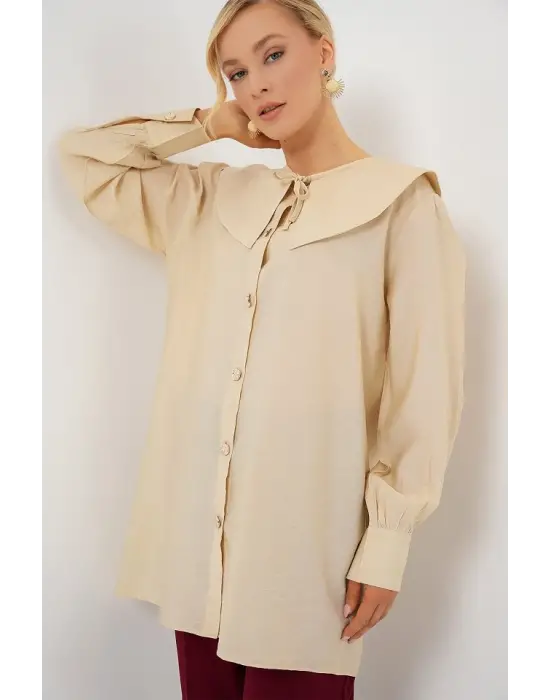 Bebe Yaka Uzun Tunik 5967 - Krem