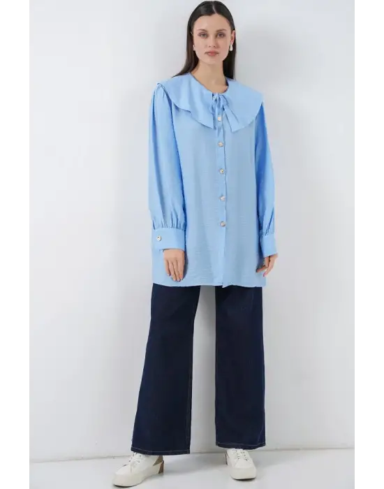 Bebe Yaka Uzun Tunik 5967 - Mavi