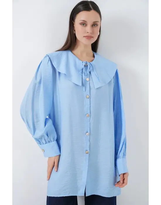 Bebe Yaka Uzun Tunik 5967 - Mavi