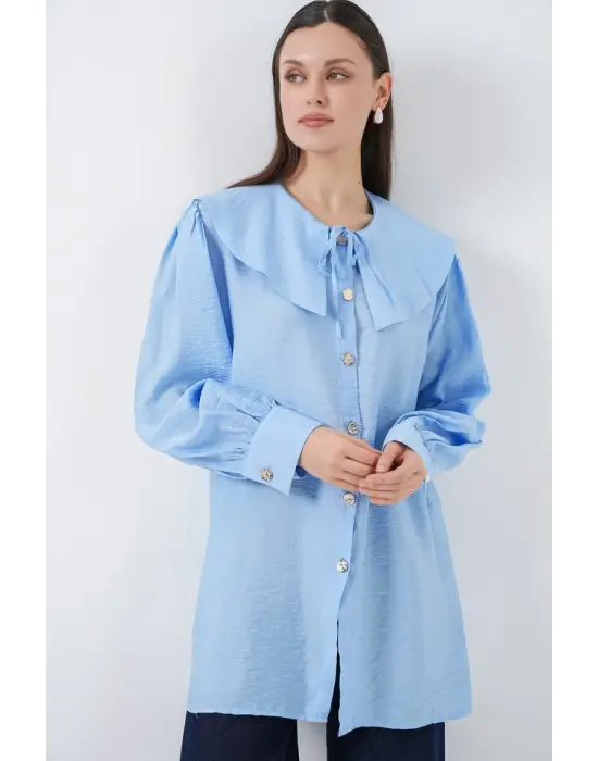 Bebe Yaka Uzun Tunik 5967 - Mavi