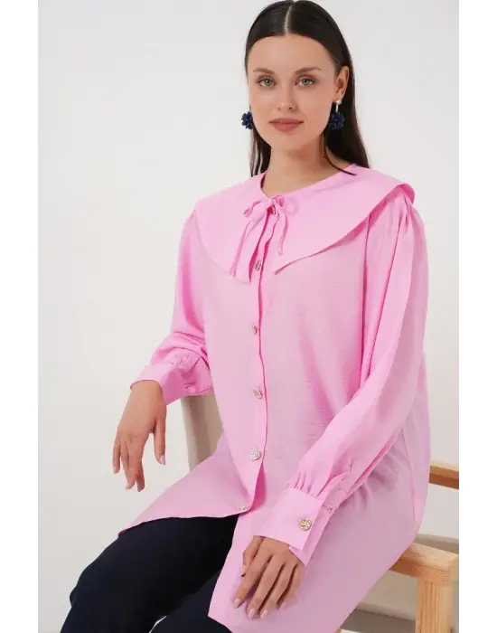 Bebe Yaka Uzun Tunik 5967 - Pembe