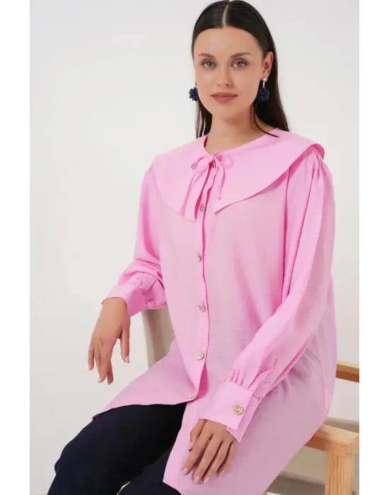 Bebe Yaka Uzun Tunik 5967 - Pembe