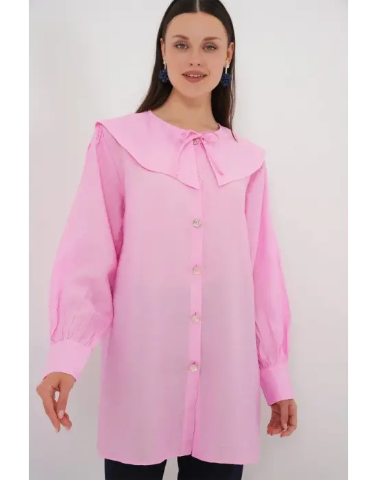 Bebe Yaka Uzun Tunik 5967 - Pembe