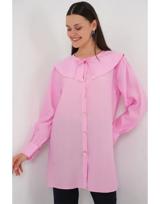 Bebe Yaka Uzun Tunik 5967 - Pembe
