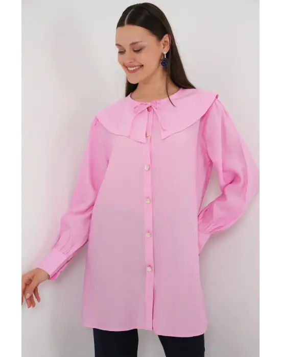 Bebe Yaka Uzun Tunik 5967 - Pembe