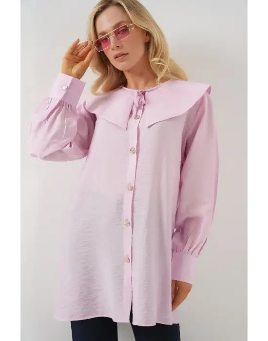 Bebe Yaka Uzun Tunik 5967 - Pudra