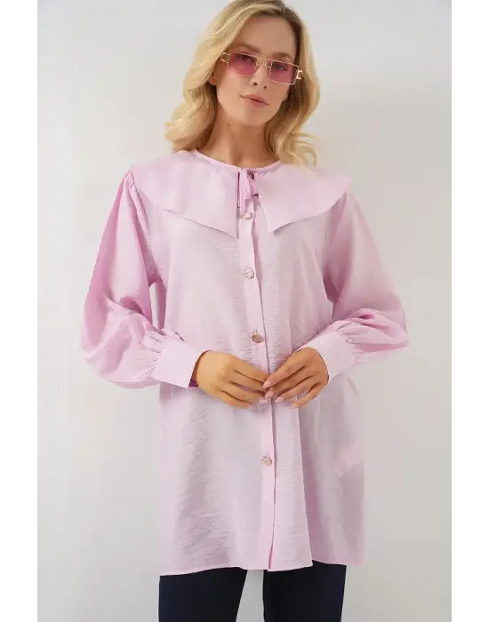 Bebe Yaka Uzun Tunik 5967 - Pudra