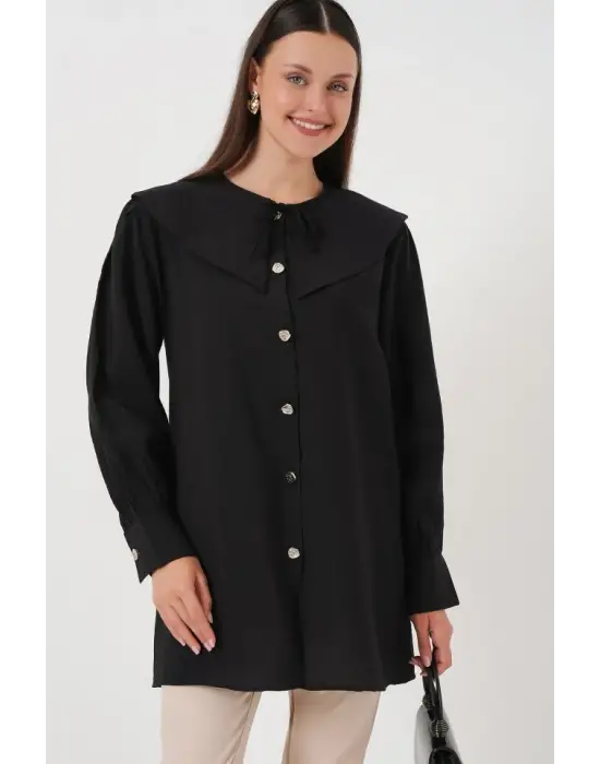 Bebe Yaka Uzun Tunik 5967 - Siyah