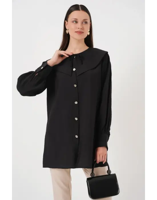 Bebe Yaka Uzun Tunik 5967 - Siyah