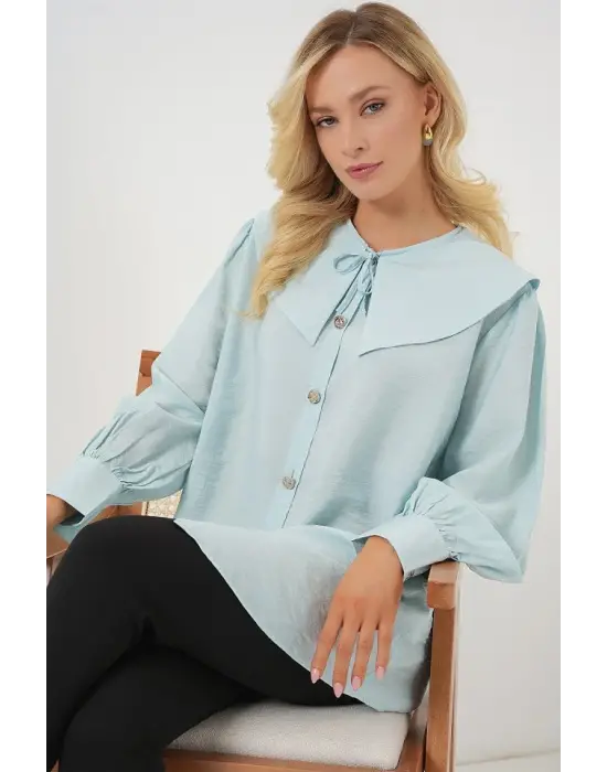 Bebe Yaka Uzun Tunik 5967 - Turkuaz