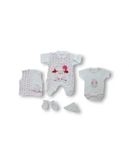 Omarı Yumuşak ve Şık 5 Parça Zıbın Takımı Ekru Renkli