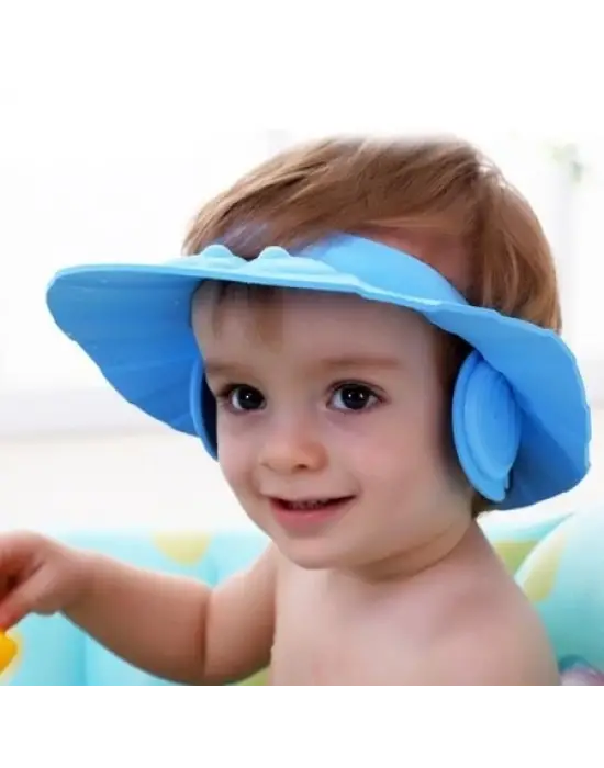 Bebek Banyo Şapkası Düğmelı Kulaklıklı
