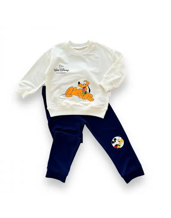 Omarı Köpek Desenli Bebek Erkek Takımı Lacivert