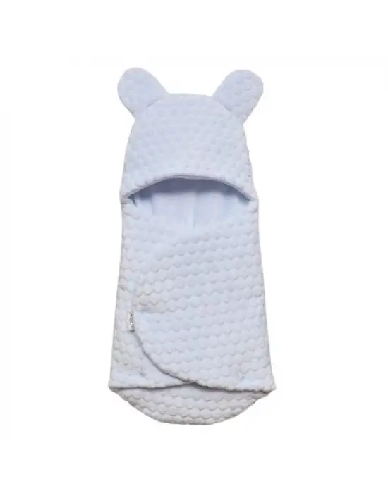 Omarı Yumuşak Velboa Kabartmalı Mavi Kundak