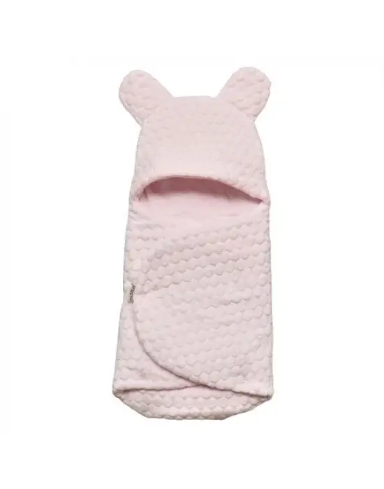 Omarı Yumuşak Kabartmalı Pembe Kundak Örtüsü