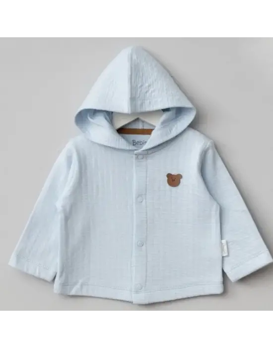 Bebitof Kapüşonlu Bebek Hırka 80153 Koyu Mavi