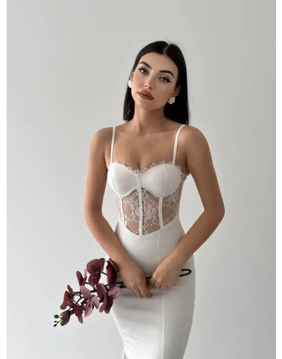 Omarı İp Askılı Etnik Desenli Elbise