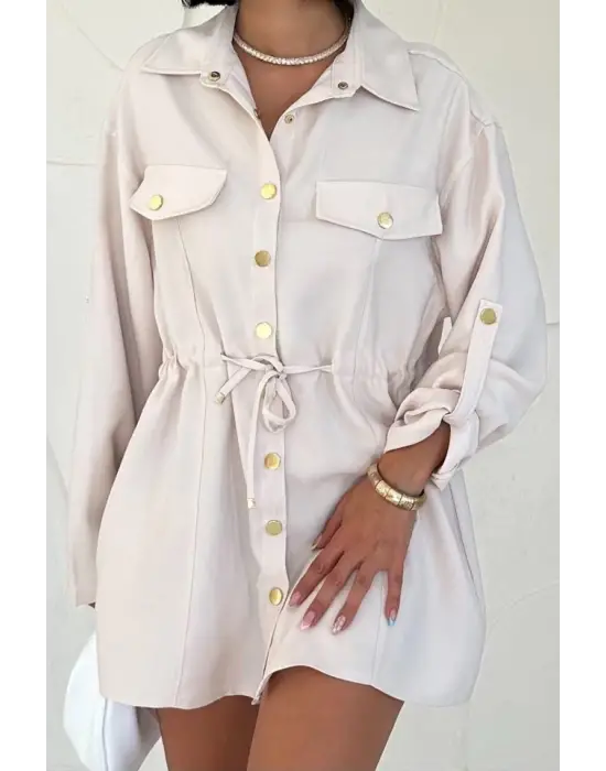 Omarı Rahat ve Şık Bej Tünelli Gömlek