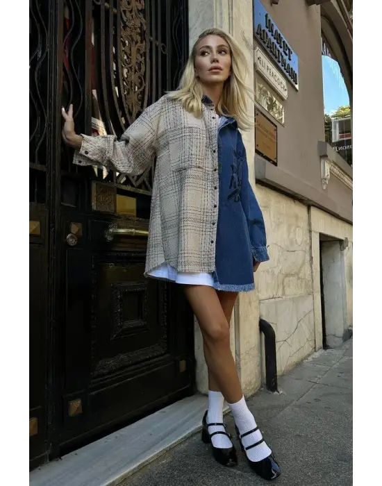 Omarı Rahat ve Şık Beje Çalan Kot Gömlek