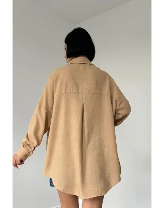 Bej Taş İşlemeli Gömlek