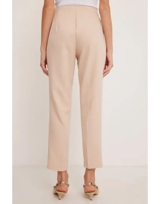 Bej Yüksek Bel Kumaş Pantolon 6650