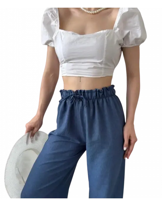 Şık Beli Büzgülü Pantolon