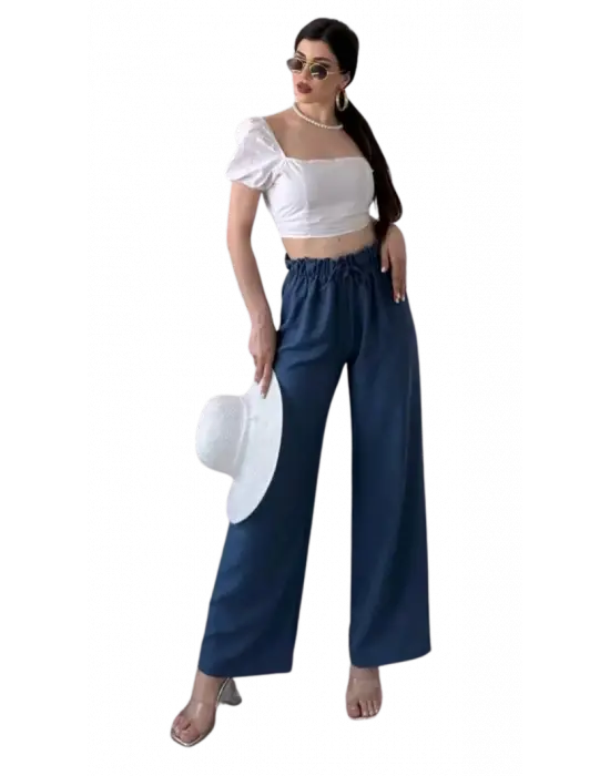 Şık Beli Büzgülü Pantolon