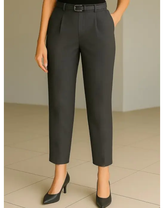 Omarı Şık Bel Kemerli Çift Cepli Pantolon - En Trend Renk Seçenekleriyle